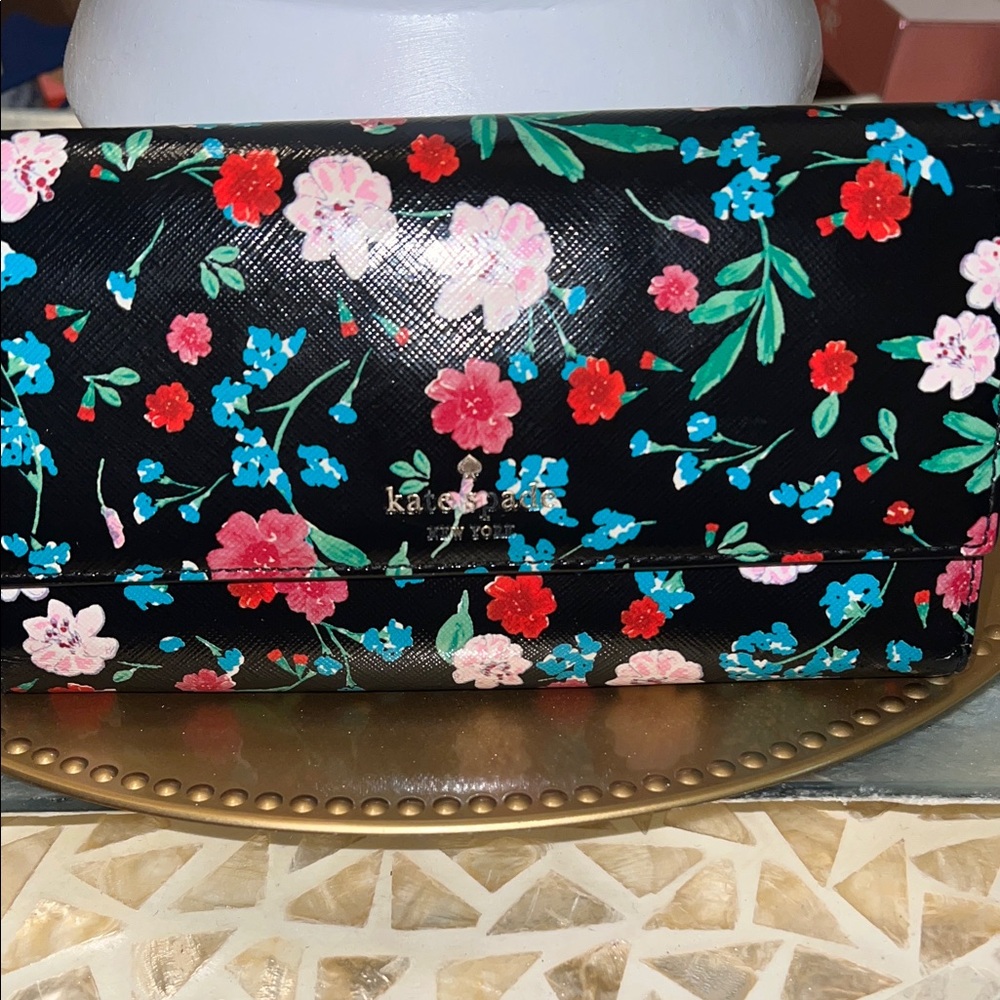 Kate Spade Black Floral Clutch